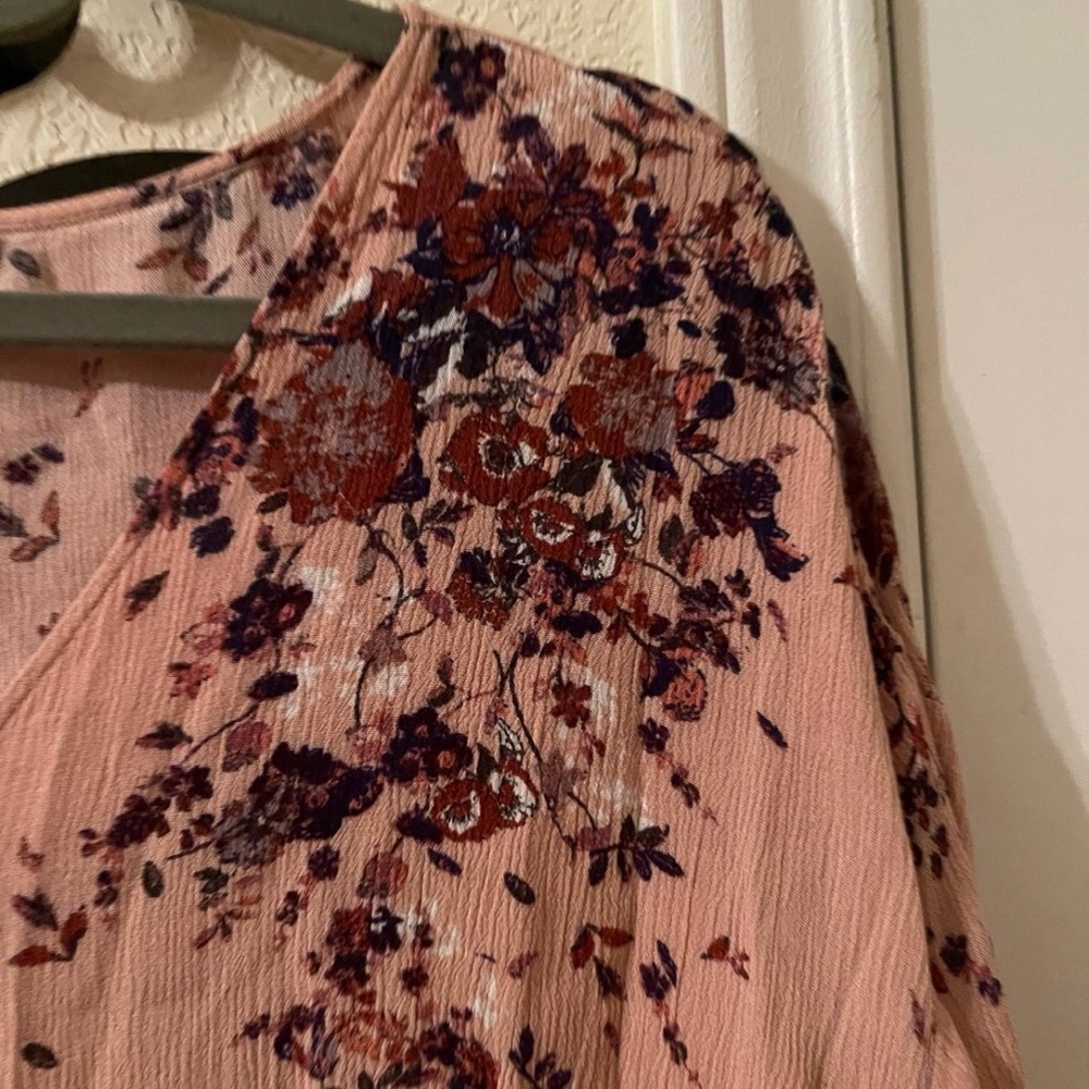 Eyeshadow Pink Tie-Front Relaxed cropped Blouse size XL pre-owned - Picture 6 of 11